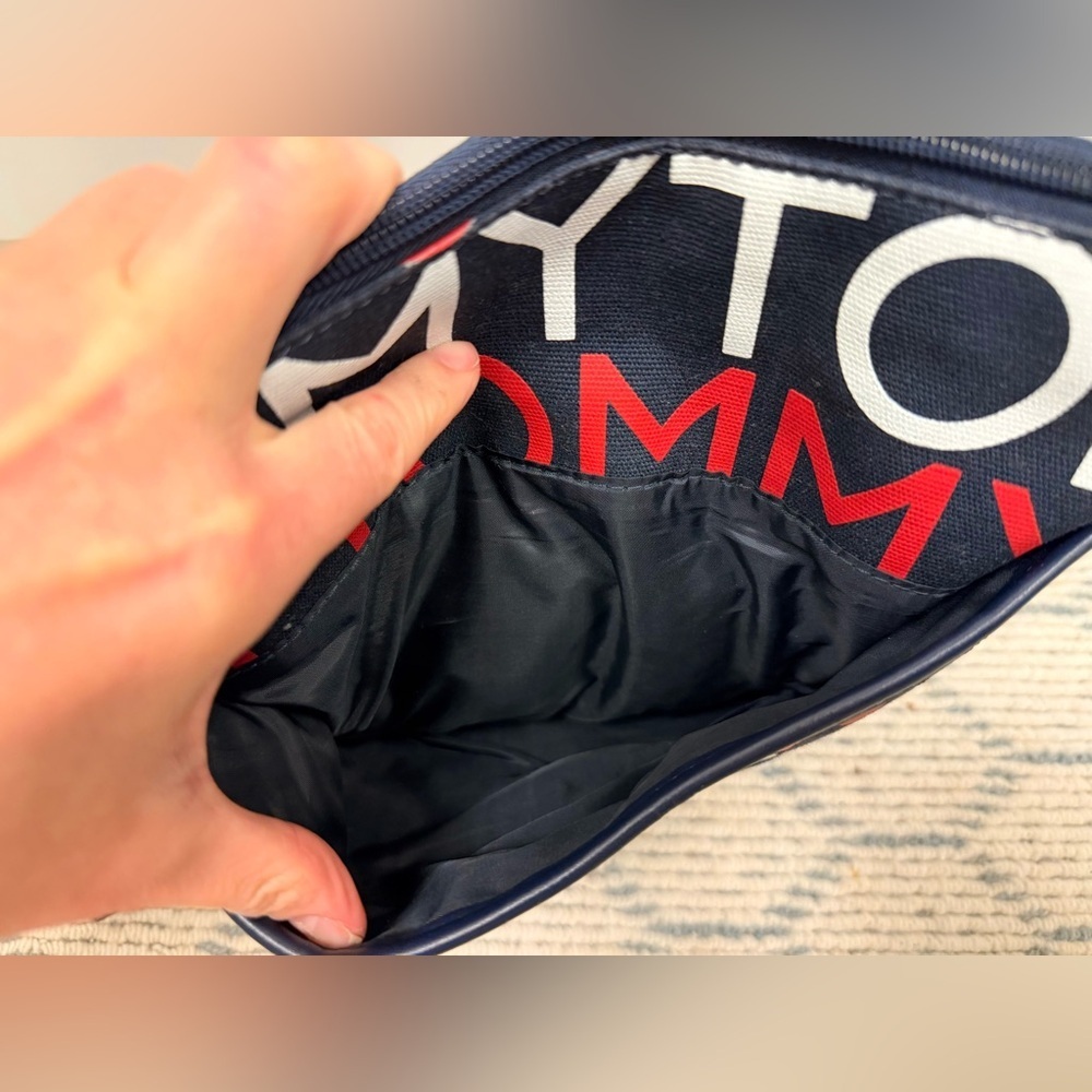 TOMMY HILFIGER Y2K Classic Navy Canvas Logo Print Adjustable Strap Crossvody - Picture 5 of 16